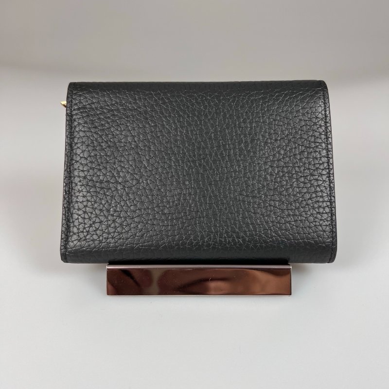 LV M62157 /晶片款 黑拼玫紅色capucines三折短夾-1