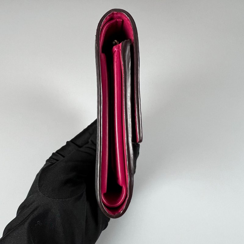 LV M62157 /晶片款 黑拼玫紅色capucines三折短夾-3