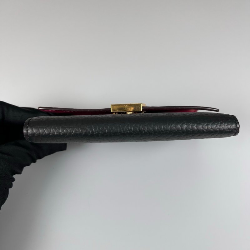 LV M62157 /晶片款 黑拼玫紅色capucines三折短夾-4