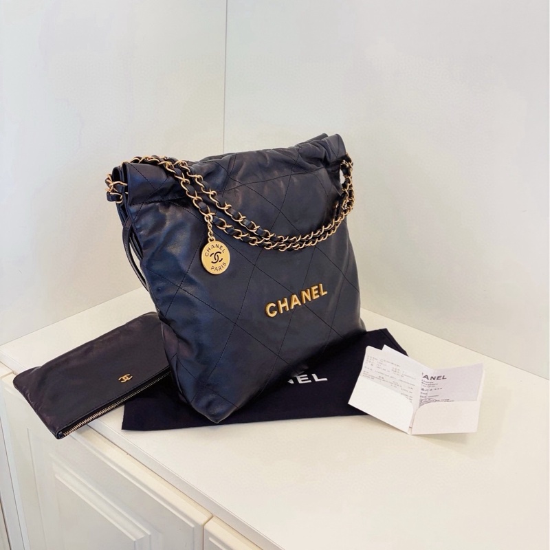 【99新🆕】Chanel 黑金22Bag金幣菱格垃圾袋 小號 單肩包-2