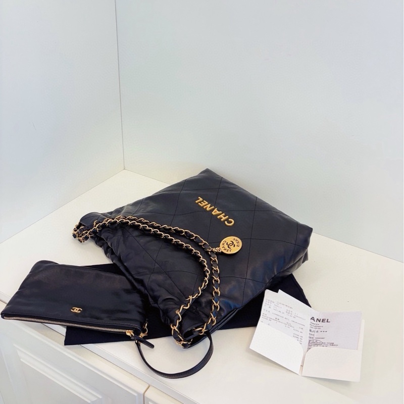 【99新🆕】Chanel 黑金22Bag金幣菱格垃圾袋 小號 單肩包-4