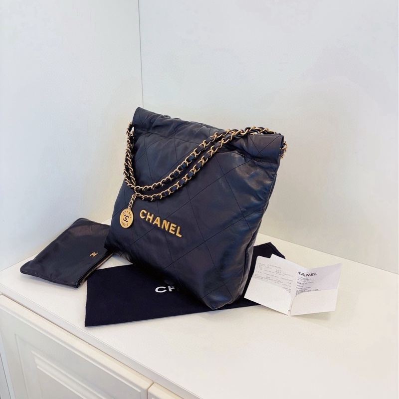 【99新🆕】Chanel 黑金22Bag金幣菱格垃圾袋 小號 單肩包-6