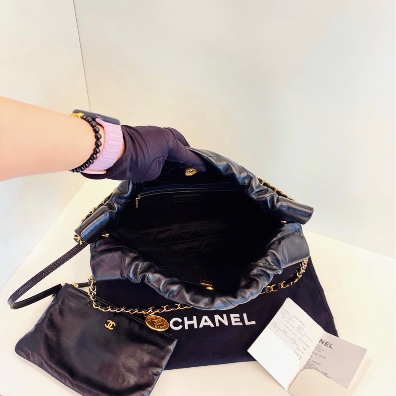 【99新🆕】Chanel 黑金22Bag金幣菱格垃圾袋 小號 單肩包-7