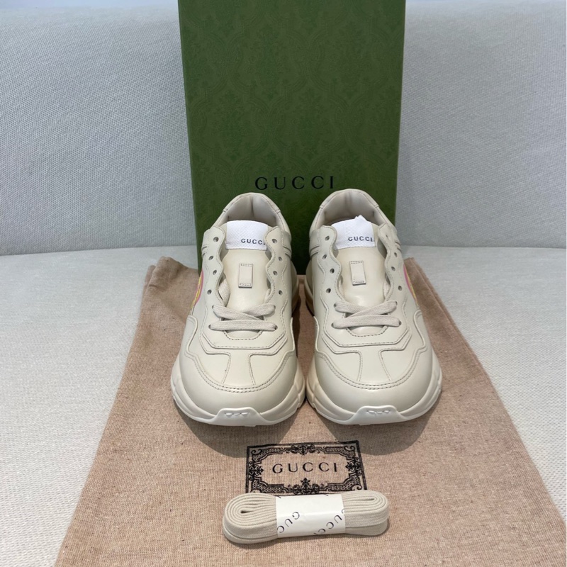 閒置新GUCCI/古馳 Rhyton 愛心老爹鞋 象牙白 35 碼-0