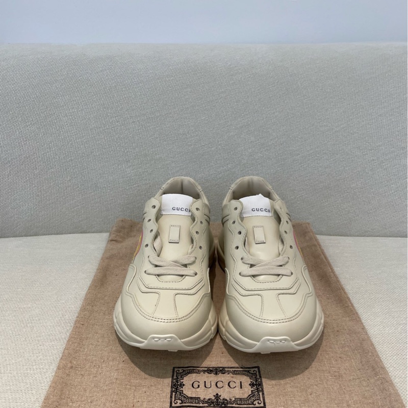 閒置新GUCCI/古馳 Rhyton 愛心老爹鞋 象牙白 35 碼-1