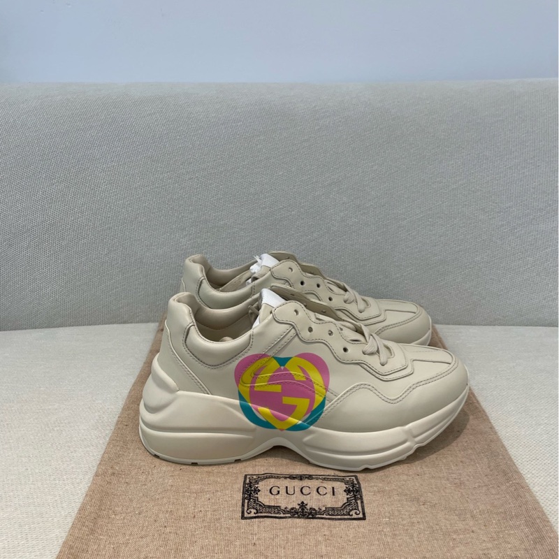 閒置新GUCCI/古馳 Rhyton 愛心老爹鞋 象牙白 35 碼-2