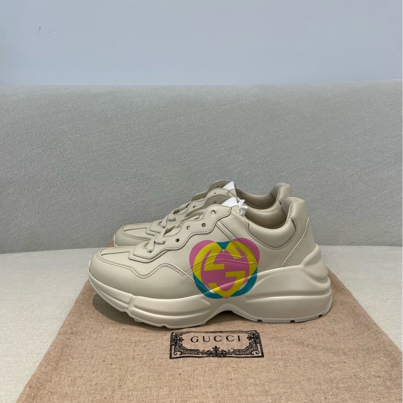 閒置新GUCCI/古馳 Rhyton 愛心老爹鞋 象牙白 35 碼-4