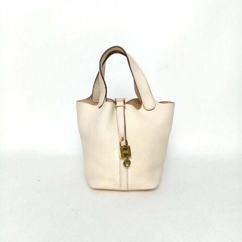 HERMES Picotin18菜籃子I2奶油白TC皮Z刻金扣肩背包