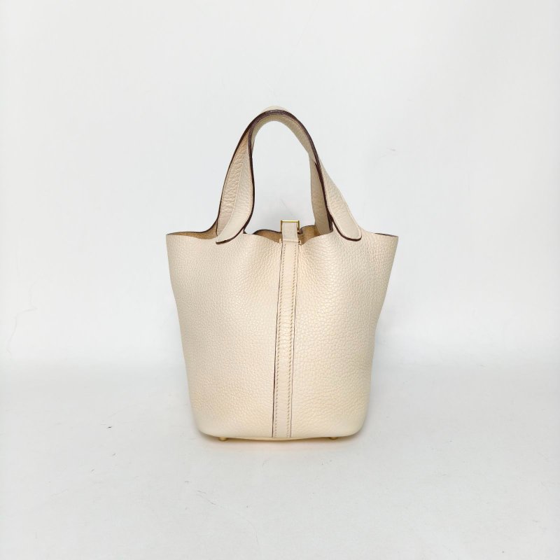 HERMES Picotin18菜籃子I2奶油白TC皮Z刻金扣肩背包-2