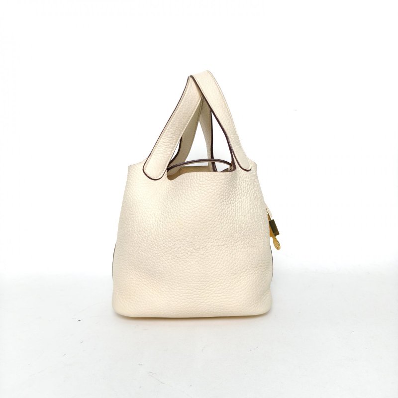 HERMES Picotin18菜籃子I2奶油白TC皮Z刻金扣肩背包-3