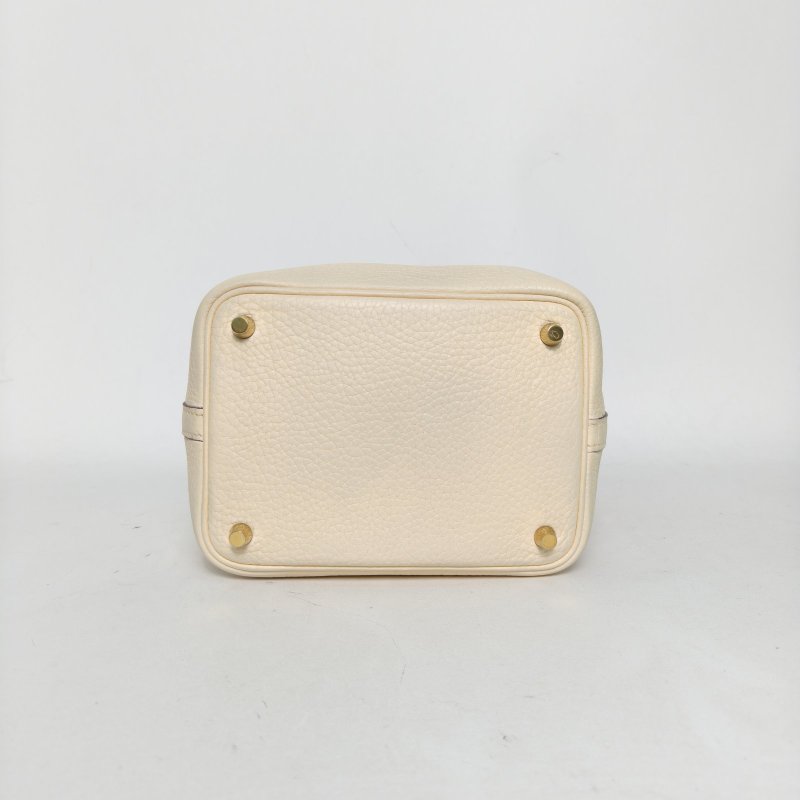 HERMES Picotin18菜籃子I2奶油白TC皮Z刻金扣肩背包-4