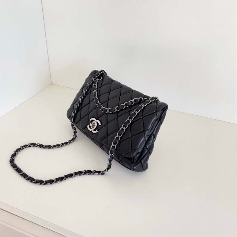 【98新🆕】Chanel  黑銀泡芙cf 菱格紋腋下包-7