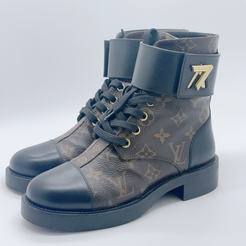 35碼/98新/路易威登/lv/全皮老花滿印馬丁靴-1