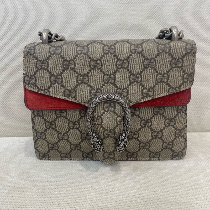 Gucci/古馳  Dionysus系列 紅色拼老花酒神小號，-0