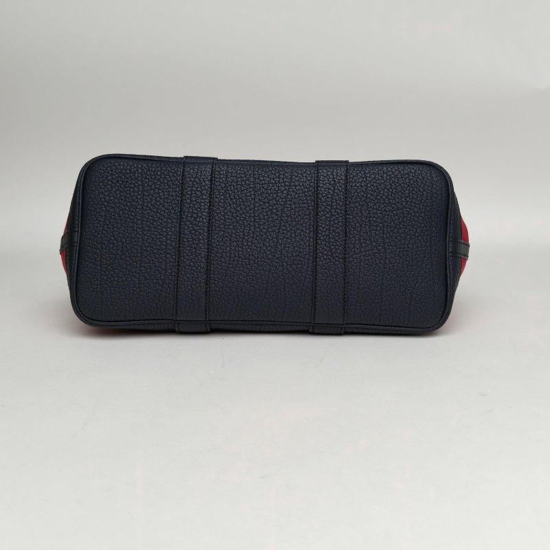 HERMES GardenParty花園包30B5寶石紅拼76印度藍拼L4泡泡粉NEGONA皮/帆布B刻銀扣肩背包-4