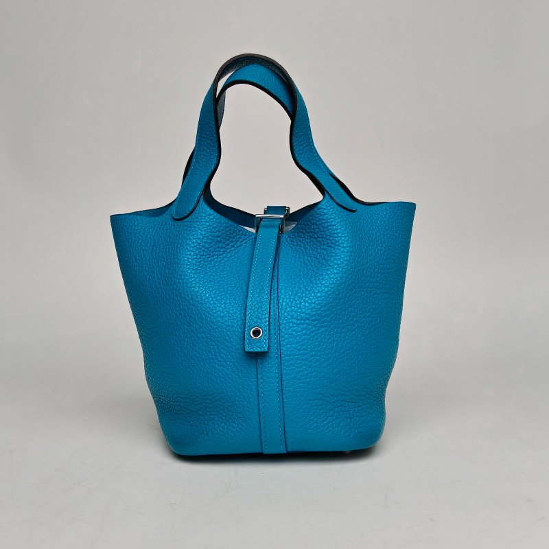 HERMES Picotin18菜籃子6O松柏綠Epsom皮框R金扣肩背包-0