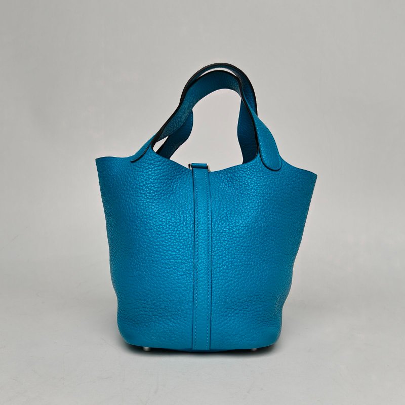 HERMES Picotin18菜籃子6O松柏綠Epsom皮框R金扣肩背包-2