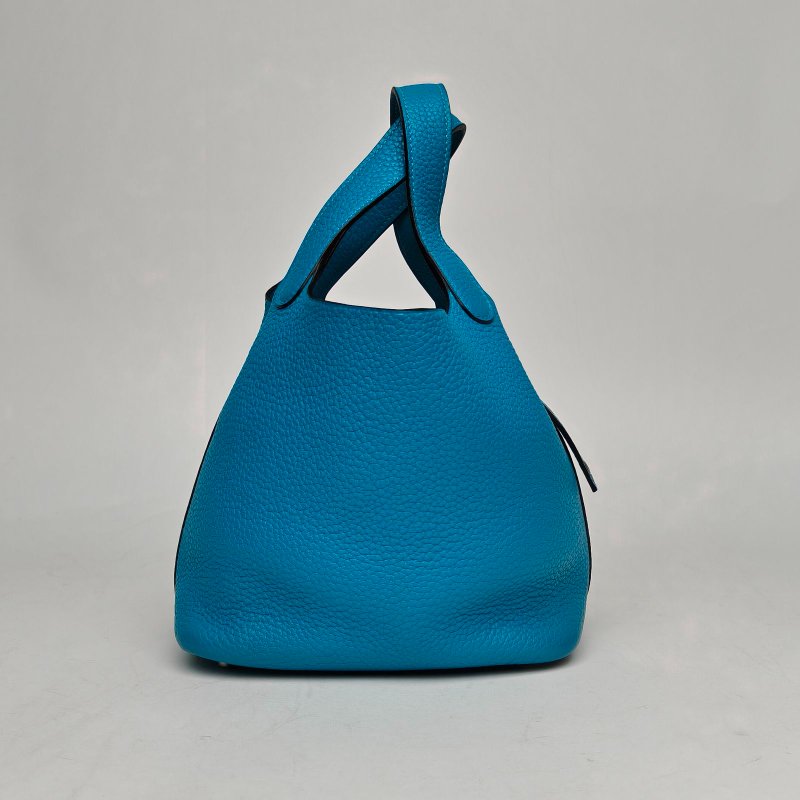 HERMES Picotin18菜籃子6O松柏綠Epsom皮框R金扣肩背包-3