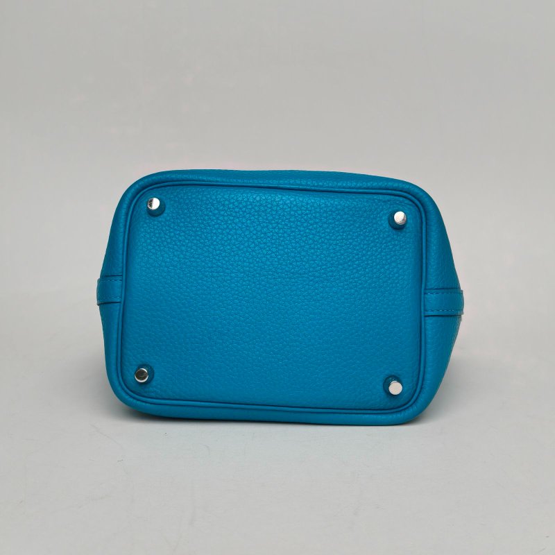 HERMES Picotin18菜籃子6O松柏綠Epsom皮框R金扣肩背包-4