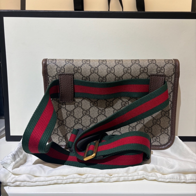 古馳/Gucci 經典雙G印花虎頭腰包  胸包單肩斜挎包-1