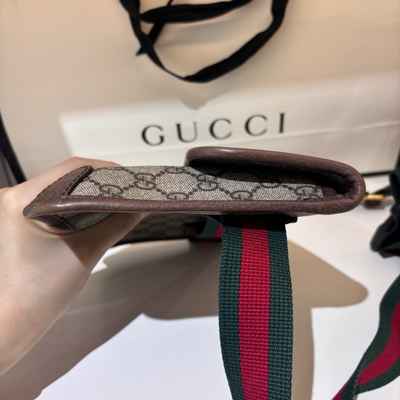 古馳/Gucci 經典雙G印花虎頭腰包  胸包單肩斜挎包-2