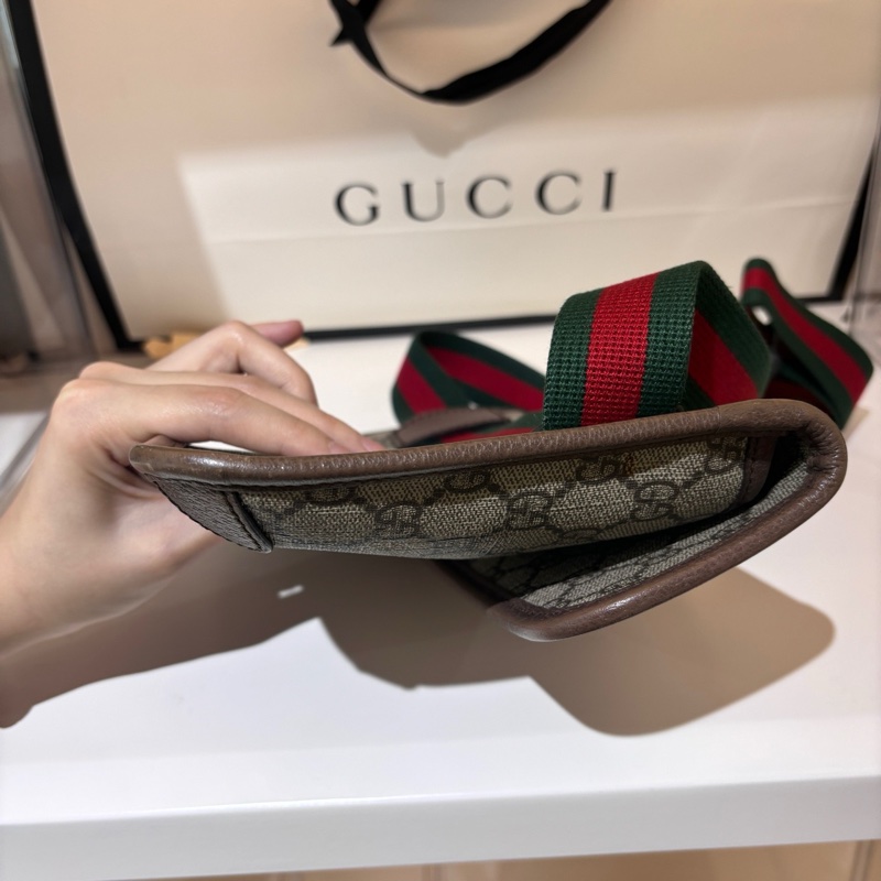 古馳/Gucci 經典雙G印花虎頭腰包  胸包單肩斜挎包-3