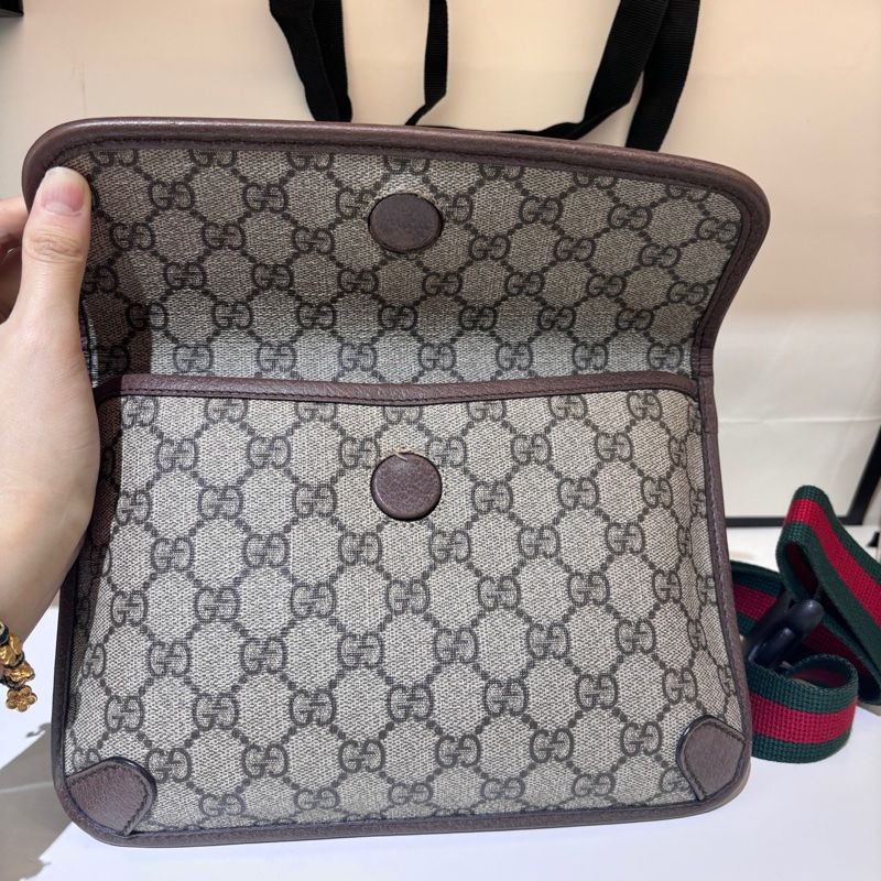 古馳/Gucci 經典雙G印花虎頭腰包  胸包單肩斜挎包-4