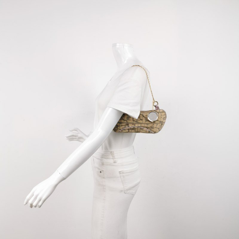 Fendi羊皮拼色雙Flogo吊飾單肩包手提包-1