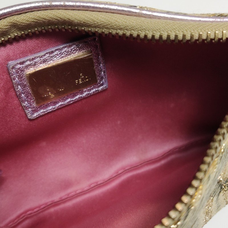 Fendi羊皮拼色雙Flogo吊飾單肩包手提包-8