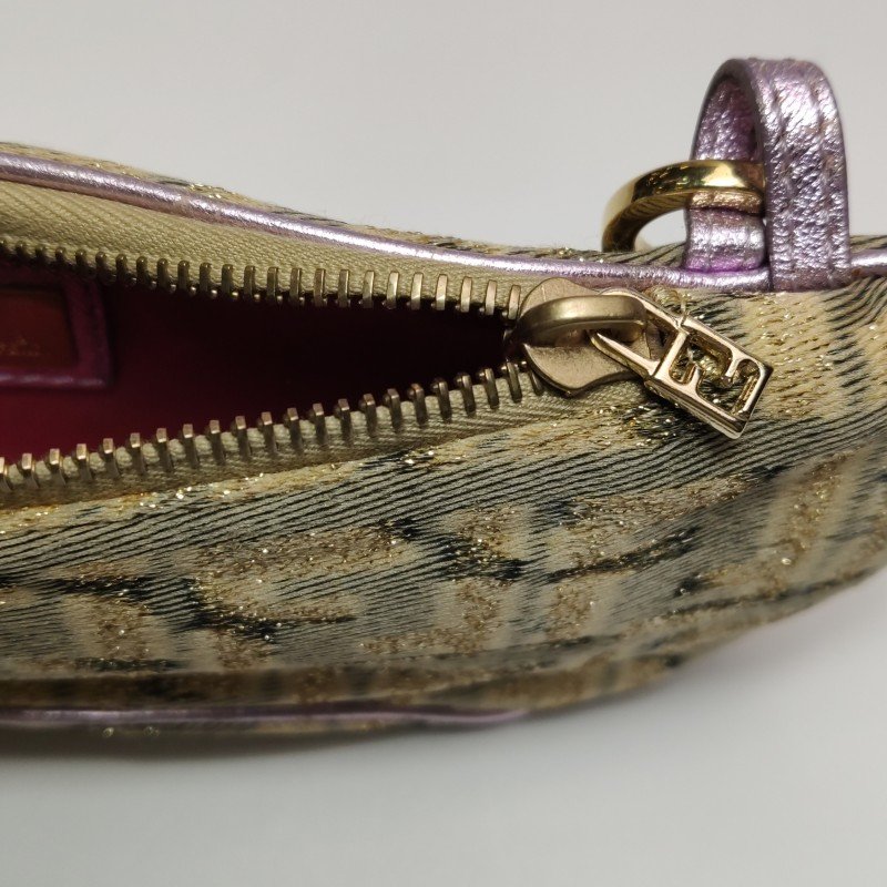 Fendi羊皮拼色雙Flogo吊飾單肩包手提包-9