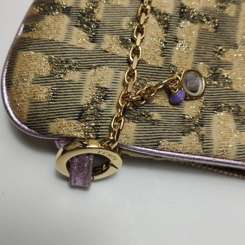 Fendi羊皮拼色雙Flogo吊飾單肩包手提包-11