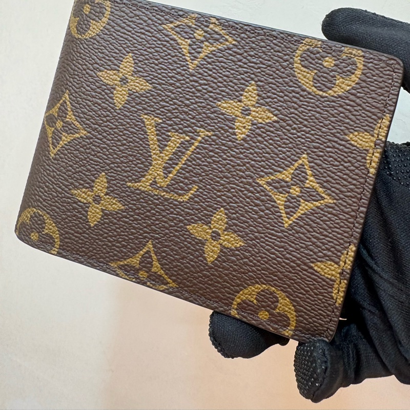 LV 全新對開交叉老花短夾-0