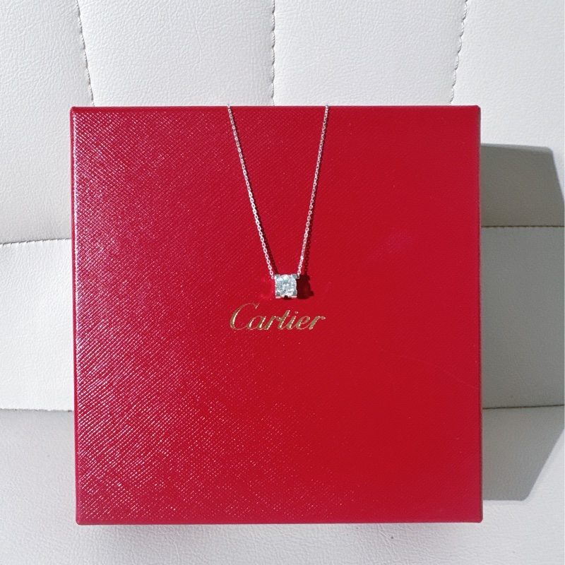 Cartier卡地亚 玫瑰金一克拉牛头石单钻项链-2