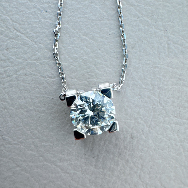 Cartier卡地亚 玫瑰金一克拉牛头石单钻项链-4