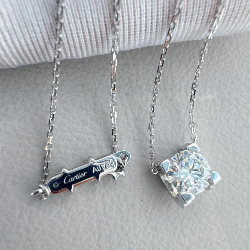 Cartier卡地亚 玫瑰金一克拉牛头石单钻项链-6