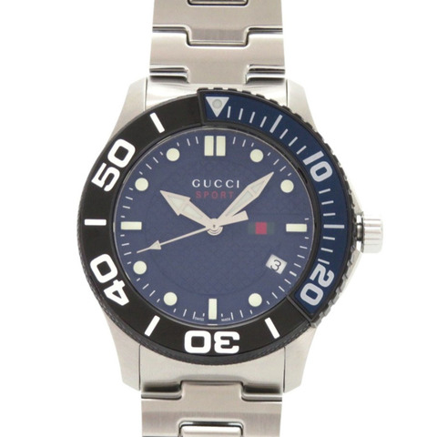 成色極佳 Gucci G-Timeless Sport 126.2 YA126282 石英錶 不銹鋼海軍藍 0216 GUCCI
