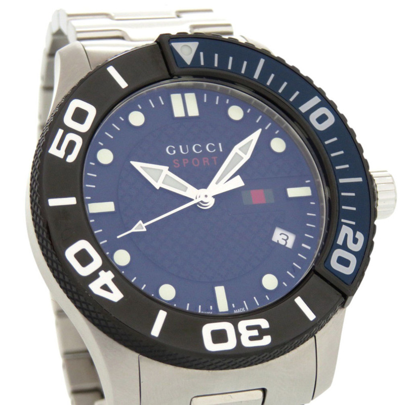 成色極佳 Gucci G-Timeless Sport 126.2 YA126282 石英錶 不銹鋼海軍藍 0216 GUCCI-1