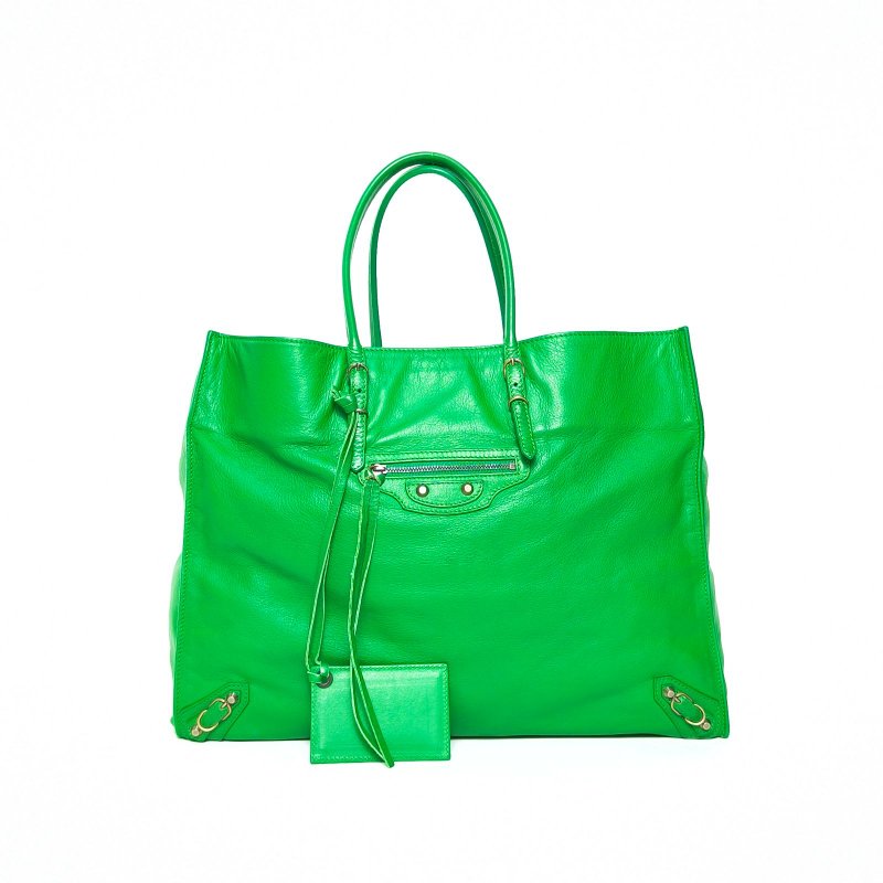 BALENCIAGA 綠色牛皮手提包肩背包-2