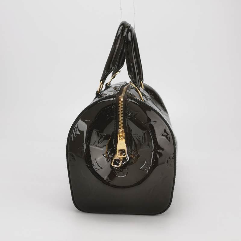 Louis Vuitton(LV)Montana漆皮老花壓紋波士頓包手提包-3