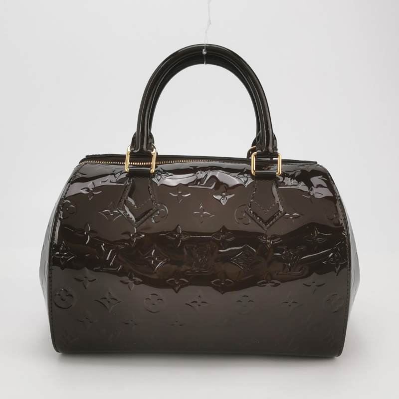 Louis Vuitton(LV)Montana漆皮老花壓紋波士頓包手提包-4