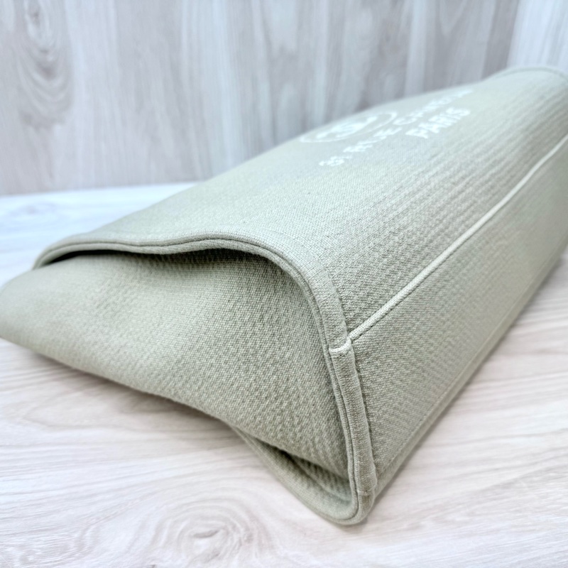 CHANEL牛仔灰帆布銀鏈小號沙灘包A67001-4