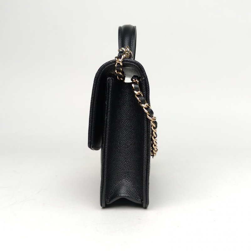 CHANEL 25C風琴雙肩包黑色荔枝牛皮鐳射標淺金扣菱格紋雙皮穿鏈肩帶字母LOGO皮手柄肩背包-1