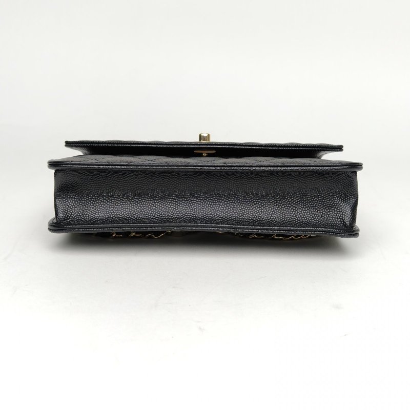 CHANEL 25C風琴雙肩包黑色荔枝牛皮鐳射標淺金扣菱格紋雙皮穿鏈肩帶字母LOGO皮手柄肩背包-4