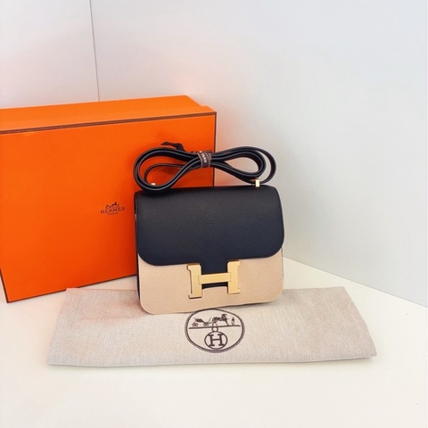 【99新閒置全套帶膜🆕】Hermes mini constance 迷你康康19黑金 E皮 y刻斜挎包