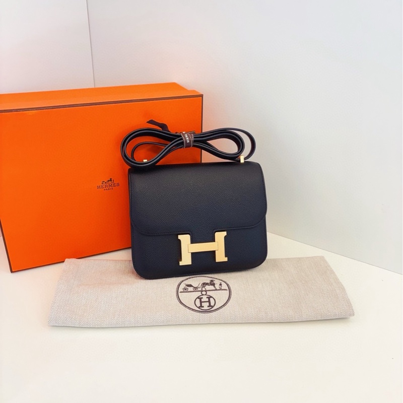 【99新閒置全套帶膜🆕】Hermes mini constance 迷你康康19黑金 E皮 y刻斜挎包-1