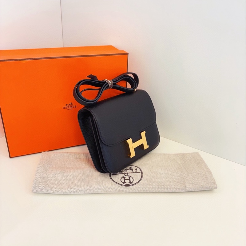 【99新閒置全套帶膜🆕】Hermes mini constance 迷你康康19黑金 E皮 y刻斜挎包-3