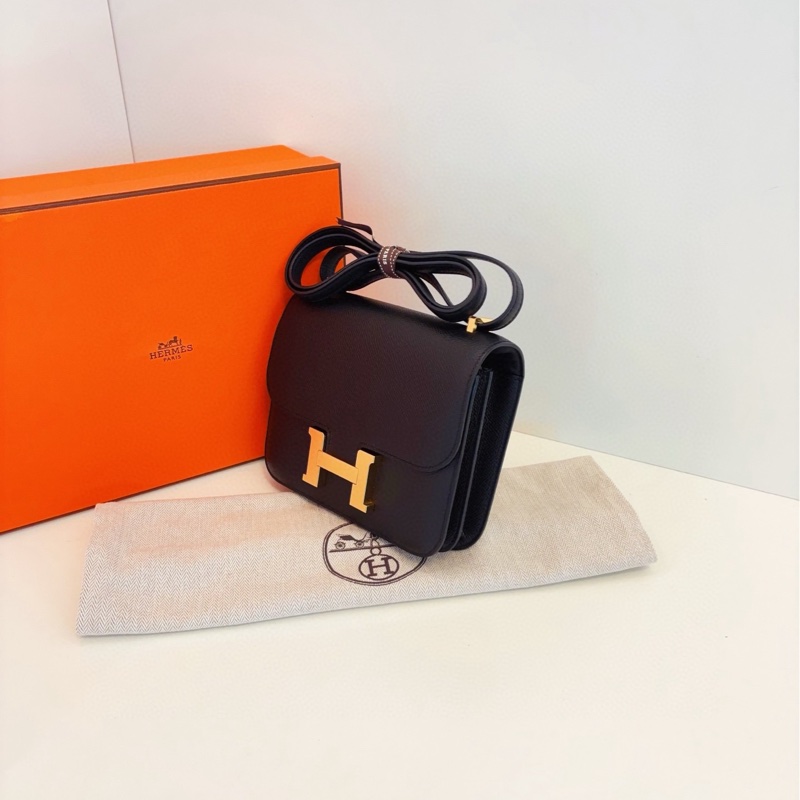 【99新閒置全套帶膜🆕】Hermes mini constance 迷你康康19黑金 E皮 y刻斜挎包-4