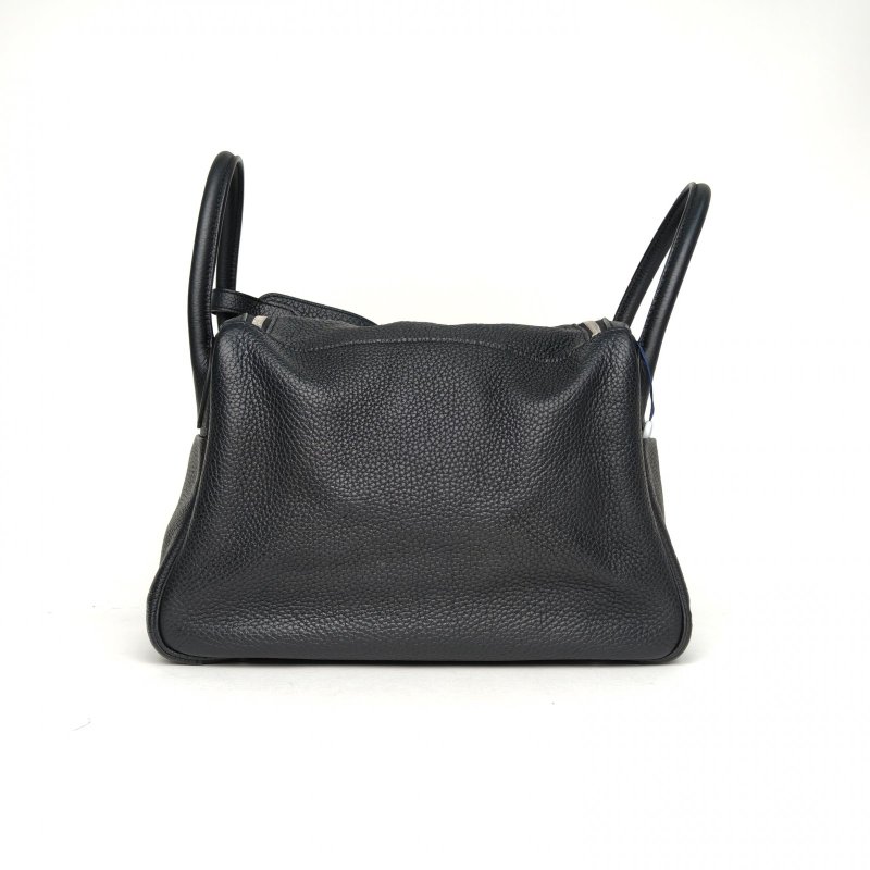 HERMES Lindy3089黑色TC皮X刻銀扣肩背包-2