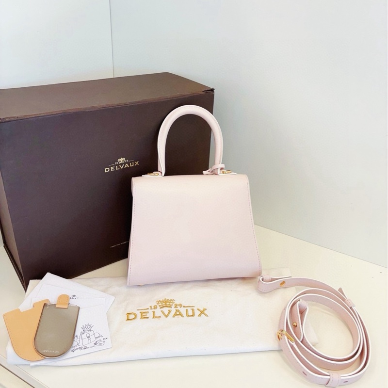 【99新閒置大全套🆕】Delvaux Brilliant mini 粉色金扣手提袋單肩袋 斜挎包-1