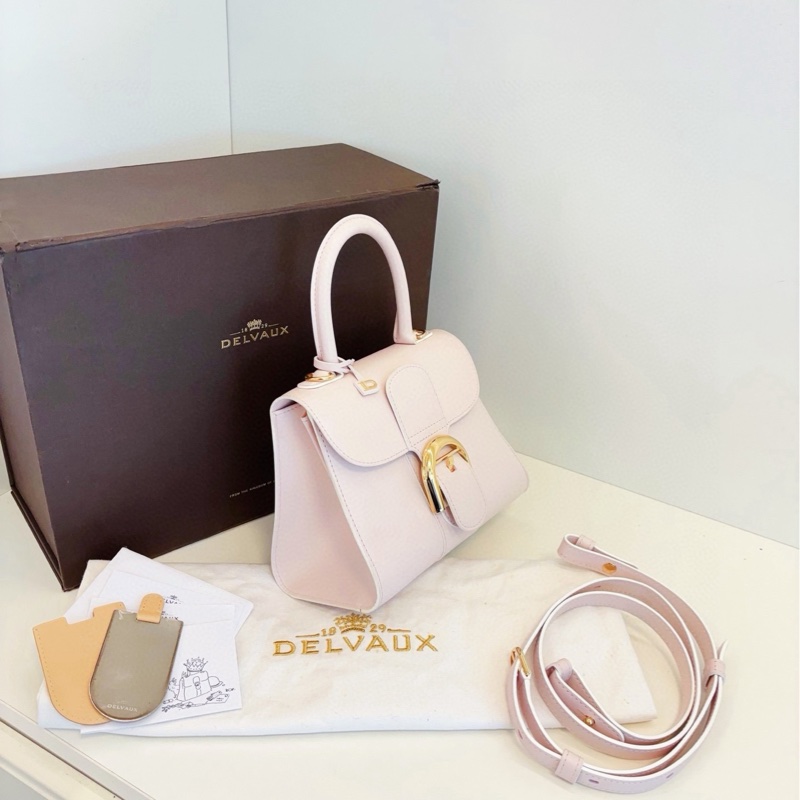 【99新閒置大全套🆕】Delvaux Brilliant mini 粉色金扣手提袋單肩袋 斜挎包-2